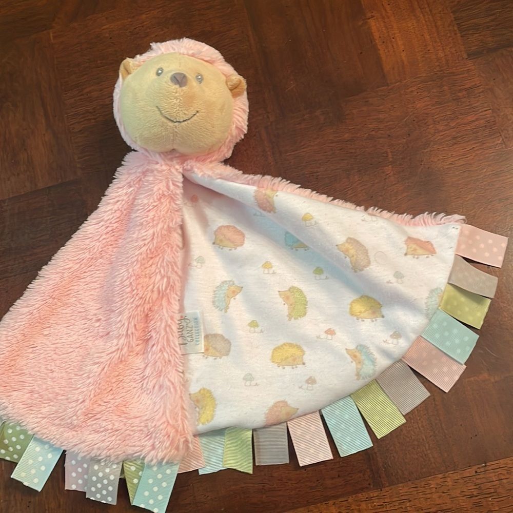 Baby Ganz Pink Hedgehog Security Blanket Roly Poly Mini Blankie Lovey Plush Tags
